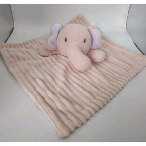 Pink Elephant Plush Lovey Security Blanket Modern Baby Cuddle Toy Pink Soft